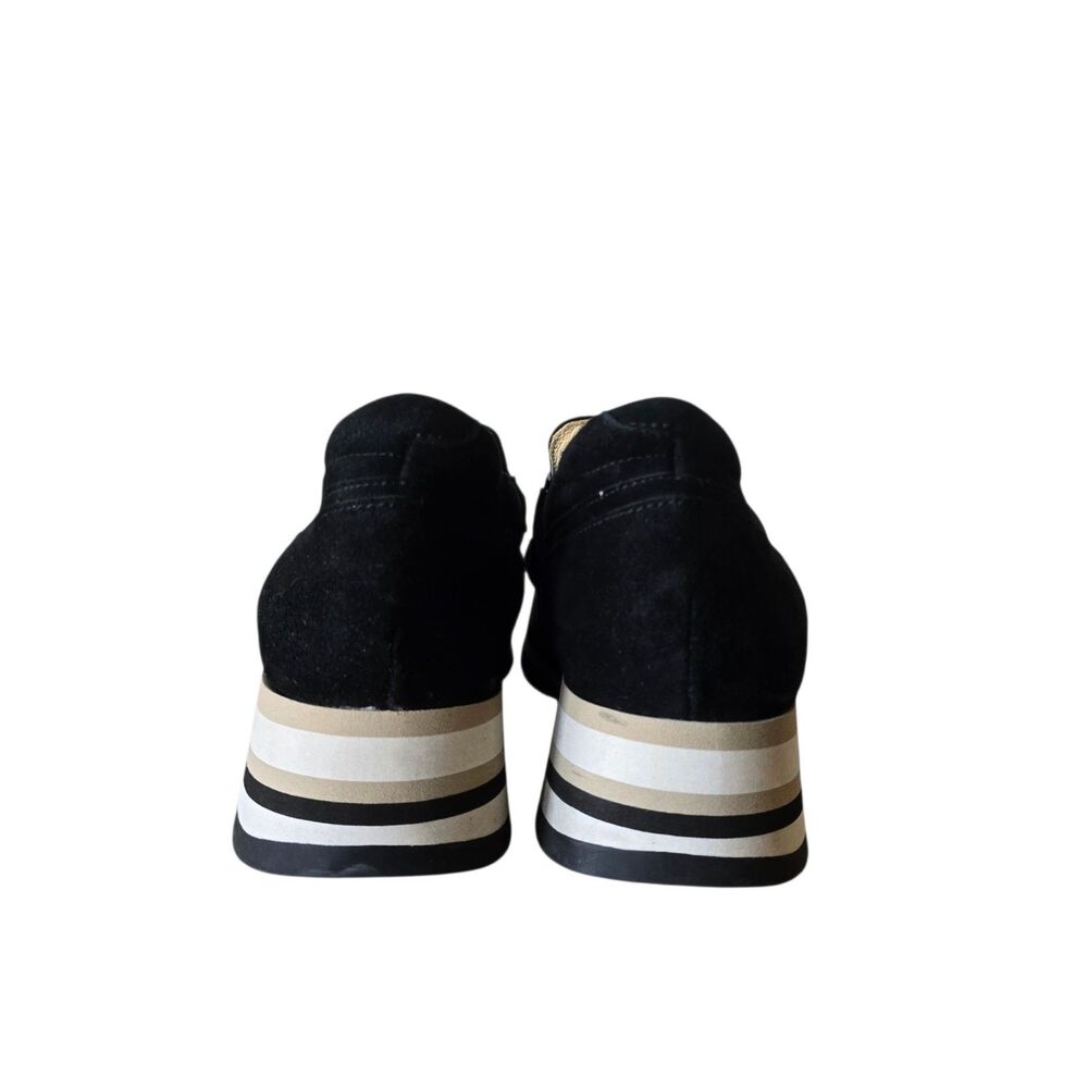 Softwaves Cadie Loafer Platform Sneaker Sz 40.5 US 10 Black Suede Leopard Chain - Picture 4 of 8